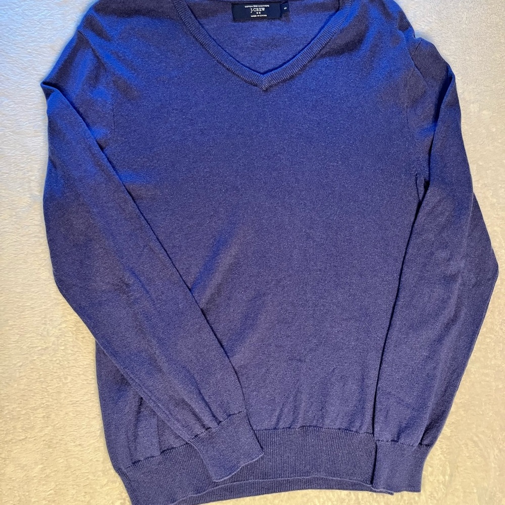 J.Crew Men’s Cotton Cashmere V Neck Sweater Blue Purple Small